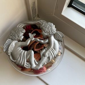 Pewter glass decorative container